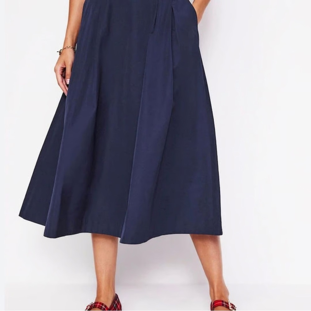 NWT Boden Taffeta Pull On Midi Skirt In Navy Sz 6R - Picture 9 of 9